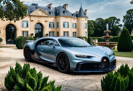 <lora:bugattich1r0n:1>,A pastel pink, bugatti ch1r0n parked outdoors in front of a majestic French château. The car, with its glossy metallic blue exterior and sleek black accents, is perfectly positioned on a cobblestone driveway leading to the château. The château features classic French architecture with large arched windows, intricate stonework, and tall, elegant towers. The setting is bathed in soft golden sunlight, creating a warm and luxurious atmosphere. Surrounding the château are neatly trimmed gardens, fountains, and lush greenery, enhancing the sense of grandeur. The scene combines automotive excellence with historical elegance."
<lora:SDXLFaeTastic2400:0.4> <lora:extremely_detailed:0.4> extremely detailed, Masterpiece,best quality,hi res,8k,hi res,8k,award winning,(sharp focus, intricate, highly detailed),