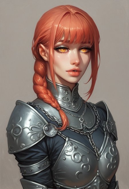 score_9, score_8_up, score_7_up,  masterpiece, best quality, very aesthetic, cinematic lighting, 1girl, makima (chainsaw man), chainsaw man, beautiful eyes, perfect face, chains, shadows, dark horror, neon cyberpunk,  <lora:Expressive_H-000001:0.8>, expressiveH  <lora:Pony_DetailV1.0:0.9> <lora:nostalgia-000011:0.9> retro
((full-clothed armor)), medieval style
BREAK 
strange world background score_9, score_8_up, score_7_up, score_6_up, source_cartoon, rating_explicit, Expressiveh, (((((upper body, portrait))))), dynamic pose
