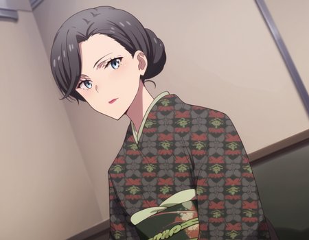 score_9, score_8_up, score_7_up, source_anime,
motheryukinoshita, <lora:mother-yukinoshita-s3-ponyxl-lora-nochekaiser:1>,
mother yukinoshita, short hair, blue eyes, black hair, hair bun, single hair bun, hair up,
japanese clothes, kimono, sash, makeup, obi, floral print, lipstick, black kimono,
indoors, bed, bed room, on side, blush, drunk,
looking at viewer, cowboy shot, dutch angle, solo,
