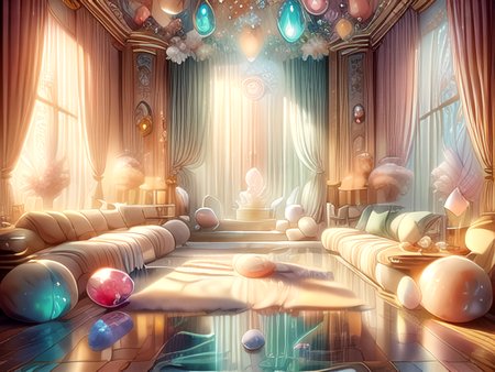anime, best quality, absurd resolution, intricate detail, (perfect detail features), 8k, UHD, (masterpiece:1.4), high quality, high definition, animation, illustration, highly detailed, highres, extremely detailed, sharp focus, <lora:hyperdenoiser_v090:0.5>, <lora:hyperrefiner_v090:0.5>, <lora:add_detail:0.5>, 4k, absurd resolution, <lora:sd15_lora_beta:1>, garden, fluorescent, glowing, bioluminescence, light particles, vibrant, flora, sparks, opalescent, <lora:Sanctuary_of_Tourmaline:1>, (temple), sanctuary of tourmaline, gentle light, energy, gemstone, <lora:1710091483685932679:0.8> DreamColor, DreamLight, Dream, Dream-anime, iridescent, rainbow gradient, decorated with soft opalescent colors, luxurious plush furniture,gentle light filtering through the sheer curtains, pool, water, reflections,trickling fountain, oasis, tourmaline gemstone,