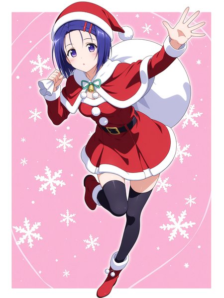 <lora:haruna:1>,haruna,hairclip,full body,5 fingers,thighhighs,santa costume,