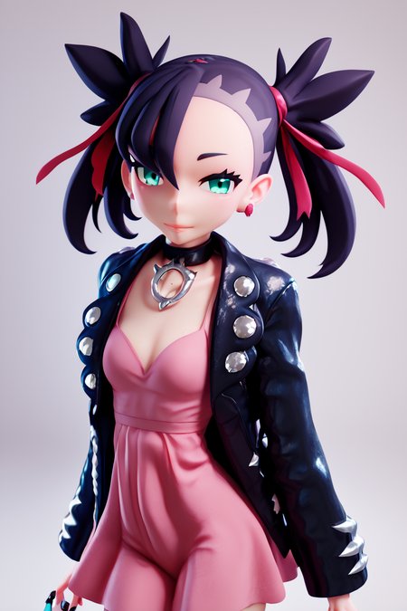 score_9, score_8_up, score_8, medium breasts, (curvy), cute, eyelashes,       BREAK, , BREAK, zzMarnie, aqua eyes, black choker, black hair, red ribbon, pink dress, jewelry, black jacket, open clothes, long sleeves, <lora:MarnieP3:0.8>,, <lora:BeanisPDXL:1.0>, , BREAK,  smile, looking at viewer, cowboy shot,  embedding:zPDXL, Expressiveh, <lora:SDXLFaeTastic2400:0.5>,  <lora:Expressive_H-000001:0.4>,