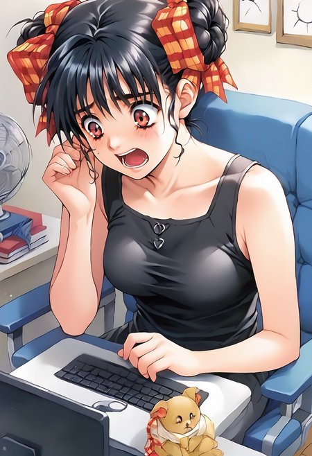 ASCII 1girl,<lora:pony_xl_narusawa:0.8>,narusawa,score_9,score_8_up,score_7_up,source_anime,black hair,
solo, 
looking at computer, scared,open mouth, terrified,
 breasts<lora:breastsizeslideroffset:0.3>sitting, in the bedroom,