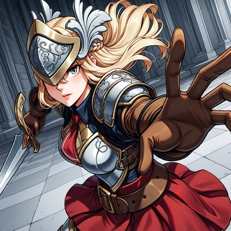 1girl, holding a sword , ACTION SHOT, hand closeup, greyscale, illustration, anime style, illustration, colorful, motion lines, crazy face, laugh, lzg, skg