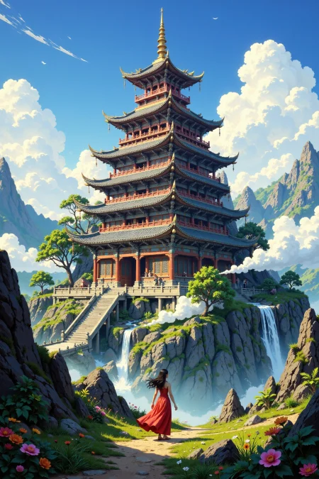 temple beautiful anime landscape, early morning, woman, very intricate, very detailed, sharp, bright, colorful, <lora:Hand v2:0.5> <lora:Anti-Blur:1><lora:Insane Detail Slider:0.25>  <lora:flux.1_lora_flyway_Epic-detail_v2:0.3> <lora:fluxenhancer:0.25> <lora:ROWER:0.6> <lora:flux-charmer-v1-1:0.4> <lora:Colorful_Fantasy_Art_for_FLUX:1> fantasy art
