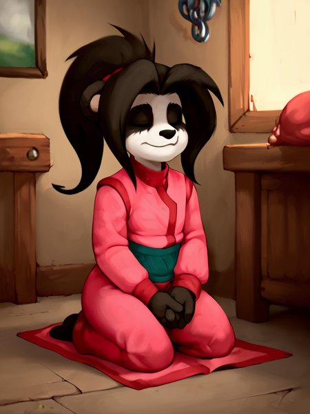 score_7, score_7_up,  score_9, score_ 9_up, BREAK, <lora:Li_Li_Stormstoutfinal:1> li li stormsout, solo, panda girl, pandaren, meditating, closed eyes, indoors,