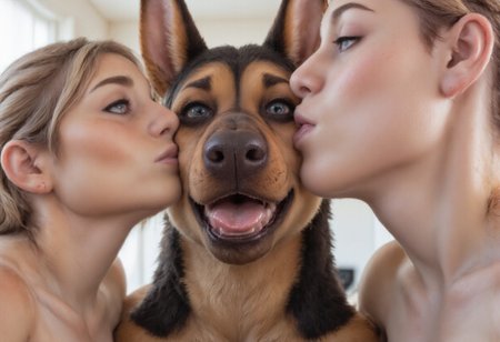 Anthro German shepherd kissing viewer  point of view,
Anthro, Furry, photo, aidmaNSWFunlock, Hand
