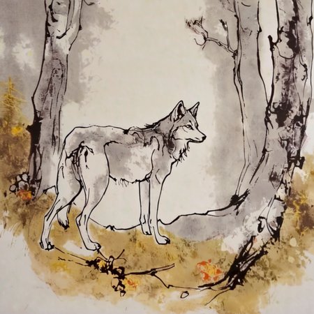 bdufour2 wolf in the forest <lora:bdufour2:1>