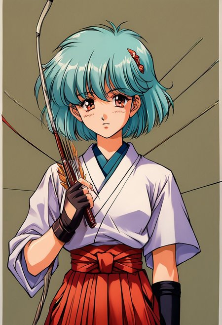 score_9, score_8_up, score_7_up, score_6_up, score_5_up, score_4_up, detailed, intricate details, source_anime, (1_girl, solo focus), zerida-dark, 1girl, solo, short hair, sidelocks,   1girl, bow (weapon), weapon, holding bow (weapon), solo, gloves, 1990s (style), holding weapon, retro artstyle, holding, arrow (projectile), japanese clothes, kyuudou, archery, drawing bow, holding arrow, yugake, hakama, muneate, hakama skirt, partially fingerless gloves, single glove, fingerless gloves, skirt, , Japanese room, tatami,,,<lora:add-detail-xl:1.0> ,(((feminine bodies))),(((perfect anatomy))), (((correct arms))), (((correct hands))), detailed eyes、detailed face and detailed skin <lora:add-detail-xl:1.0>