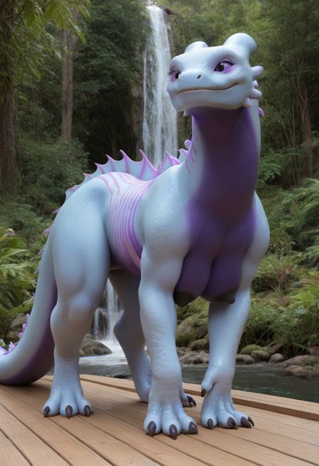 score_9, score_8_up, score_7_up, 1girl, solo, light_fury, elongated (((feral))) body, feral, decorated body, short thick tail, glowing blue backside, smile, thick thighs, black paws, puffy paws, lithe sexy body, (((light gradient purple stripes))), BREAK, glittery body, aquatic light purple body, blueish purple two toned skin, soft body, (((busty boobs, breasts, big dragon breasts, black areolaes, hyper puffy nipple indentations:1.5))) tight bikini bra, big tits, feral chest boobs, spherical breasts, mega tits, big booty, huge rear, thick thighs, black feral black straps, black jaw muzzle, thick ass, thick legs, plump body, voluptuous feral figure, big thick booty, wood patio, feral walk, semi side
BREAK
(((Mega enchanted jungle that shrouded the sun with futuristic flora and plant life waterfall.))), beautifully constructed wooden modern home, outdoors, <busty feral xl>
