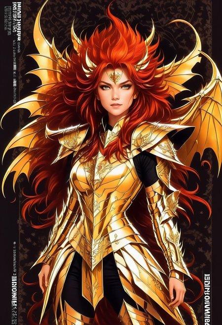 score_9, score_8_up, score_7_up, source_anime, masterpiece, best quality,human,  human head, human face, 1girl, solo, Manticore-themed armor concept, "Manticore Aegis," mythical design, hybrid materials, helmet,spiked crest, lion-like mane accents, scorpion tail backpiece, reinforced chest plate, wing shape shoulderguards, flexible arm bracers, clawed gauntlets, segmented leggings, armored boots with spikes, decorative scales,  intimidating silhouette, fiery color palette, deep reds and golds, ancient motifs, durable, intimidating, Manticore background, demoniac Manticore symbol in background, low-key, dynamic pose,, full body shot, full body, easynegative, ng_deepnegative_v1_75t, negative_hand, verybadimagenegative_v1.3, dark, chiaroscuro, low-key