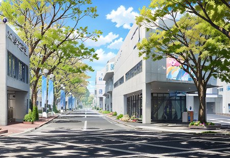 anime artwork masterpiece, best quality, very aesthetic, absurdres,
osakageidai, scenery, tree, outdoors, car, building, sky, road, cloud, day, blue sky, sign, window, lamppost, road sign
<lora:osaka_geidai_SDXL_V1:1> . anime style, key visual, vibrant, studio anime,  highly detailed