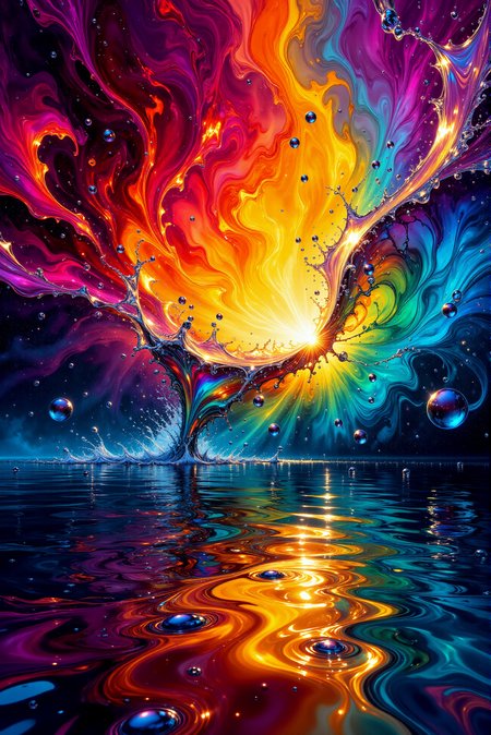 <lora:Vibrant_Splash:0.7>
breathtaking hyperrealistic art a glossy, shiny, vibrant colors, (reflective), volumetric ((splash art)), casts bright colorful highlights, refractions, best quality, elegant, partially translucent, sharp clear art, self-illuminating, inner glow, (lighting nebula effect), wormhole . award-winning, professional, highly detailed, Alcohol ink art hyperrealistic art a glossy, shiny, vibrant colors, (reflective), volumetric ((splash art)), casts bright colorful highlights, refractions, best quality, elegant, partially translucent, sharp clear art, self-illuminating, inner glow, (lighting nebula effect), wormhole. Fluid and vibrant colors, unpredictable patterns, organic textures, translucent layers, abstract compositions, ethereal and dreamy effects, free-flowing movement, expressive brushstrokes, contemporary aesthetic, wet textured paper., extremely high-resolution details, photographic, realism pushed to extreme, fine texture, incredibly lifelike