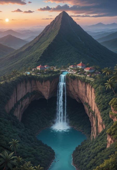 (masterpiece:1.4), (colourful, soft cinematic light:1.1), incredibly lifelike, Extremely high-resolution details, 8k, best quality, extremely detailed, contrast,
(top view), (flying separately paradise islands  fly in outer space), waterfall, floating 
separately tropical island, (oil paint, oil art,) cloud, sunset, mountains, rainbow, haze,
 (8k uhd:1,4)
(((full-clothed))),
 <lora:add-detail-xl:1>
 <lora:Dynamic Poses:1>