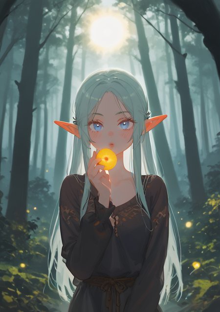 <lora:mlrdjlock-SXL:1> mlrdjlock, 1girl, looking at the viewer, forest, elf, sun kiss, dark forest, solo