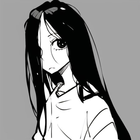 ((masterpiece)),(best quality), absurdres,sadako_yamamura,<lora:Sadakobest:0.8>,  <lora:dowmanSaymanStyle_v10:1>,doman sayman, crazy hair,bold lines, 1girl,solo, monochrome,