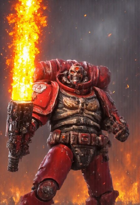 Absurdres, score_9_up, source: Games Workshop, Warhammer 40K, male Legion of the Damned phantom space marine firing a melta, volumetric lighting, project unreal engine, bokeh,