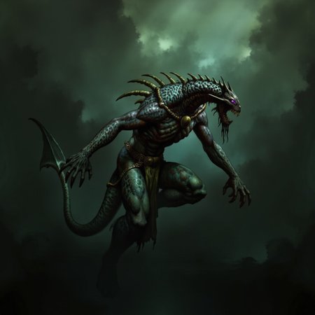 first person pov, 3D01S, simple background atmospheric and powerful dark fantasy, natural organic and first person pov of a berserk style creature
Emerging from murky waters, the Stalker is a twisted, serpentine creature with a muscular, elongated body covered in dark emerald and black, mottled scales. Its sleek form tapers into a coiled, serpentine tail that moves silently beneath the surface. Sharp, jagged fins run along its back like deadly spines, adding to its lethal presence. The Stalker's upper body rises menacingly, humanoid yet grotesque, with a broad, muscular torso rippling with strength. Massive arms extend from its sides, ending in skeletal, webbed claws tipped with razor-sharp talons, designed to tear through prey with ease.
Its head is a monstrous blend of merman and reptile, with a wide, grinning maw filled with rows of needle-like teeth. Above its mouth, glowing violet eyes pierce the gloom, filled with cold malice. The head’s angular ridges give it an almost skull-like appearance, further enhanced by tendrils dangling from its chin. Its armored back drips with sickly slime, and its entire presence exudes primal danger, a predator honed for ambush and brutal assaults.
UHD letterboxed game trailer frame chromatic aberration dark atmosphere sharp masterpiece with a focus on the character, elden ring style, dark atmosphere, chromatic aberration