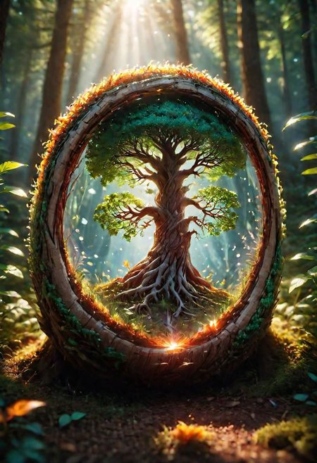 onoff, a photo of a (beautiful:1.2) Yggdrasil, colorful, glowing, ultra detailed, well defined bark and leaves masterpiece <lora:onoff4:1>