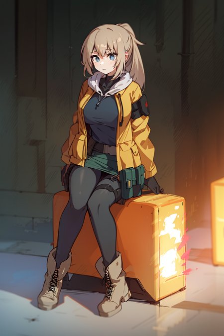 1girl,unparalleled masterpiece, mature female, ((thick thighs, huge chest, mature, adult))

girls'_frontline, dima_(girls'_frontline), gar32, 1girl, black_pantyhose, blue_eyes, boots, combat_boots, full_body, long_hair, pantyhose, ponytail, signature, simple_background, sitting, skirt, solo, thigh_strap
 <lora:dimaGirlsFrontline_10:0.6>