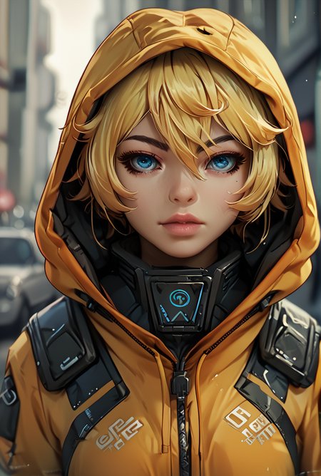 score_9, score_8_up, score_7_up,score_6_up, score_5_up, score_4_up,  BREAK
techwear,  <lora:TechWearPony:0.8>,
 1girl, solo, looking at viewer, hood, blurry background,  lips,front view,portrait ,
<lora:TanyaPonyV2:0.6> TanyaDegurechaff,yellow short hair,blue eyes