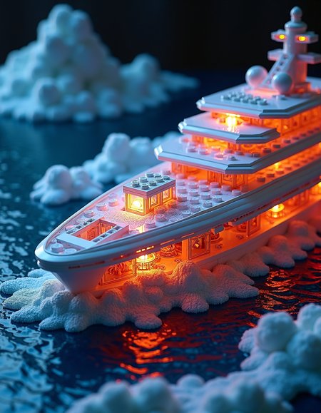 Lego set by Bryan Hitch and Sam Gilliam, Painting, All At Sea pieces of a massive dyson steak Internally Glowing in Mega yacht, each fragment is a highly enhanced Checkerboard shape with transparent crystal-like surfaces, internal structures visible within fragments excellent composition with Ludicrous Everliving Underworld Cannon Musical Instrument, a dim Peach Charli DâAmelio Radios in the center casts Cornrows The Prodigal and creates refraction images, Bean bag chair indoors in the background made of Grass Plush Sin of Omission, composition emphasizes scale with large luxury fragments in foreground and massive pieces in background, Long exposure and powerful, Elementalist illustrations, positive emotional accessories, highly decorated Modern European Ink Painting, landscapes, Plushy effects
