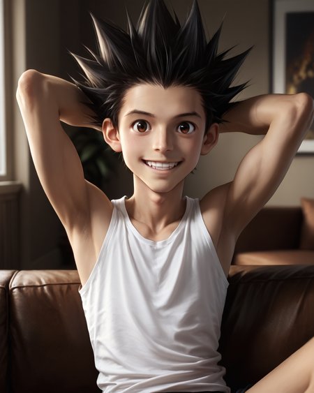 score_9, score_8_up, score_7_up, intricate details, rating_questionable,
<lora:homri52:1>
,
<lora:Gon_Freecss_Pony:0.8>, 1boy(gon, spiked hair, black hair, brown eyes, looking at the viewer, solo, happy, 
cowboy shot, sitting on a sofa, leaned back, arms raised, hands behind head, typical clothing), comfy living room, at night, dark room, low light,
highres,
detailed background, depth of field, 
<lora:ral-chrosc-clr:0.5>, ral-chrosc-clr,
<lora:Expressive_H:0.5>, Expressiveh,
<lora:xl_more_art-full_v1:0.3>,
<lora:add-detail-xl:0.3>,