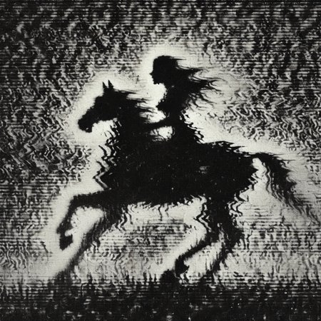 interferenze close-up of the girl of death on a horse<lora:interferenze :1>