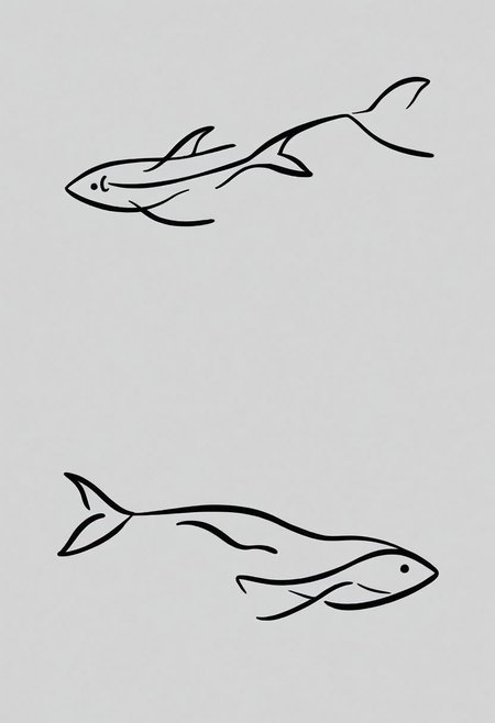 score_9, minimalism, greyscale, a fish, Stylized