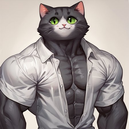 score_9,score_8_up,score_7_up,
 <lora:muscular:0.8>,
muscular_body,
cat,,solo,(cute face),muscular ,open shirt,upper body