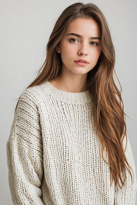 1girl,24yo,sweater,white background