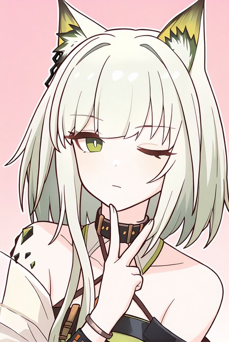<lora:pcr-000008:1>,1girl,solo,upper body,gradient background,pink background,v,one eye closed,kal'tsit \(arknights\),expressionless,, masterpiece, best quality, very aesthetic, absurdres,newest, incredibly absurdres,