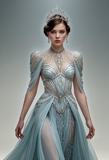 Dreamscape Charlie Bowater princess,a young woman,1girl,<lora:Alexander McQueen-art deco:1>,Alexander McQueen art deco, . Surreal, ethereal, dreamy, mysterious, fantasy, highly detailed