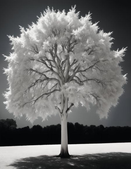 by Helmut Newton, hyper realistic photo of a pure white tree,  (monochrome, chiaroscuro, photorealistic, professional, masterful:1.4), hyper detailed, award winning,  limited monochrome palette, extremely high contrast, ivory and black hue,  (intricate details, masterpiece, best quality:1.4),
dramatic cinematic lighting,  wide angle panoramic view, simple black  background, dynamic,
<lora:add-detail-xl:0.5> <lora:xl_more_art-full_v1:0.5>