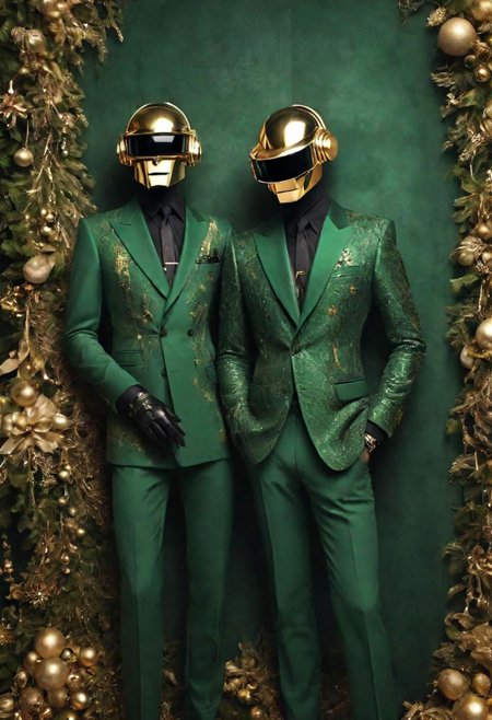 Neo rococo daft Punk in Green Xmas Jean Paul Gaultier Advertisement