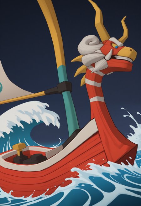 masterpiece,best quality,amazing quality, 1boy, solo, r3d, boat, water, waves,