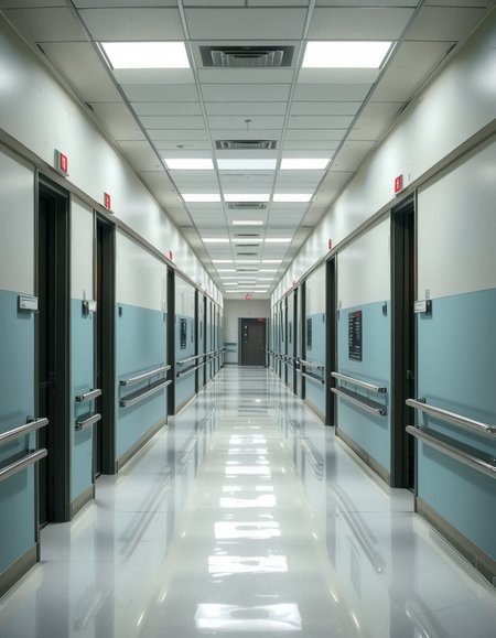 A long, sterile hospital corridor with bright white walls and a polished, reflective floor. The fluorescent ceiling lights cast a cold, clinical glow, emphasizing the cleanliness of the space. The hallway is lined with closed patient rooms, each marked with a small number plate. Stainless steel handrails run along the walls, and a few medical carts are neatly parked near the side. The corridor appears empty, creating a sense of stillness and anticipation. At the far end, a set of double doors with small glass windows leads to another section of the hospital. The atmosphere is quiet, professional, and highly sanitized, evoking a sense of order and precision.
<lora:SDXLFaeTastic2400:0.4> <lora:extremely_detailed:0.4> extremely detailed, <lora:sterile_hospital_c0rr1d0r:1>,sterile hospital c0rr1d0r, Masterpiece,best quality,hi res,8k,hi res,8k,award winning,(sharp focus, intricate, highly detailed),
