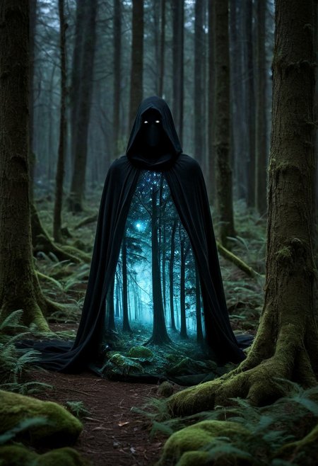 Horror-themed  a tiny micro universe inside an opal marble, here's a brand new image generation prompt: a mystical forest unfolds before us, where towering trees with iridescent bark seem to absorb and reflect the soft light of luminescent mushrooms growing at their bases. the air is thick with an otherworldly energy that crackles with ancient magic. amidst this enchanted landscape, a figure emerges from the shadows: a being with skin like polished obsidian, adorned in a flowing cloak that shimmers with tiny, glittering stars. their eyes burn with an inner light as they walk towards us, their very presence seeming to awaken the forest's secrets and draw forth hidden powers from the trees themselves., tiny unexplored ecosystem, sparks,
16k, high-definition, 32-bit high color, high-resolution, high-fidelity, high-quality, ultra HD, super-resolution, enhanced detail, crystal clear, high-definition color, high-definition texture, sharpness boost, ultra-high quality.
ensure that the hands and fingers are anatomically correct and believable,
ensure that all things for my pictures looks extremely realistic and believable,
ensure that the clothes looks realistic and believable,
ensure that the clothing shadow looks realistic and believable,
ensure that the light and shadow looks realistic and believable,
ensure that the characters looks extremele realistic and believable, . Eerie, unsettling, dark, spooky, suspenseful, grim, highly detailed