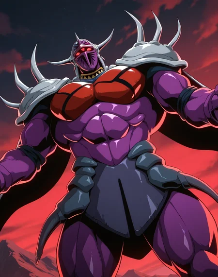 <lora:Lanacuras_(Shinzo)_(Illustrious)_(AD):1> Lanacuras, muscular, Shinzo, 
exterior, vivid anime dark sky with black clouds, mountains, nature, end of the world background, red and green clouds in the sky, fighting, 
dynamic action, dutch angle, cowboy shot, detailed face, detailed eyes, glowing red eyes, 
hyper muscular, end boss, large wide rounded protruding pecs, bulging muscles, large rounded muscular shoulders, large biceps, large thighs, abs, red pecs, perfect hands, peak physical conditioning, pinnacle of manly perfection, perfect physique, veiny muscles, commanding oppressive presence, 
BREAK: very awe, aesthetically pleasing, masterpiece, best quality, amazing quality, very aesthetic, perfect depth of field shot, 
BREAK: lazympos, lazypos (2),