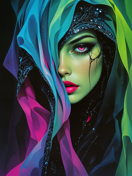 famous masterwork fantasy digital painting, hyper-realistic, photo-realistic, ultra detailed, high resolution, uhd, 8k, 4k, epic, highly aesthetic, gorgeous, beautiful, dramatic, accurate, dynamic composition, at night, dim lighting, i am the master of your nightmares, touching your mind, infecting your soul, taste of pollution, poison running through your veins, fighting the internal pain, i hear him calling, my enemy, a silent scream in agony, one step from falling, i hear him calling out my name, trapped in the shadows, enlightened by darkness, guided by demons, for eternity, ghastly silhouette, alien geometry, shifting forms, forbidden tome, deadly beauty, the color palette is predominantly fuchsia and sea green and imperial purple and ultramarine blue, lovecraftian, cthulhu mythos, aidmafluxpro1.1, arsmoviestill, 80s fantasy movie still, <lora:flux_pro1.1_detailer-v0.3-flux-by_aidma:0.68> <lora:style-80s_fantasy_movie-v3-flux-by_arsmachina:0.96>