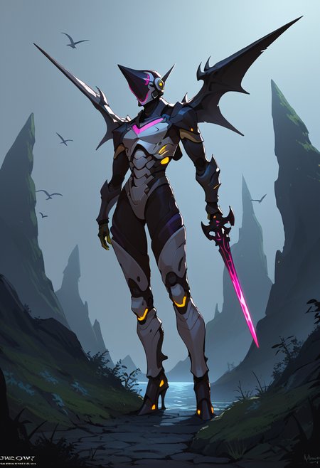 score_9, score_8_up, score_7_up, score_6_up, score_5_up, score_4_up, BREAK tall slim girl, armor, helmet, holding weapon, high contrast, vibrant colors, a giant mechanical knight in the distance, birds for scale,
high contrast, vibrant colors, scenery,
 <lora:ArmorPunkV3-000002:1>, arm0rpunk