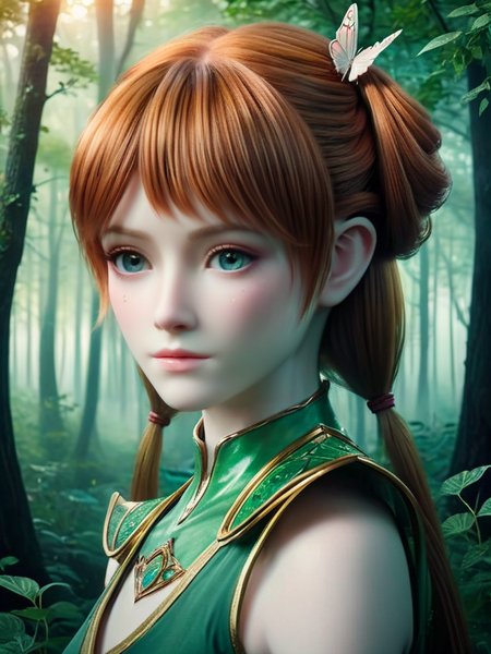 minimalism style portrait, otherworldly dreamcore floral elven alien waifu with auburn hair and light freckles on her nose. she is craddling a cute fairy critter:2::misty:1 forest scene, alluring captivating piercing eyes, iridescent makeup, magical ombre gradient background, elements of celtic culture, (masterpiece,best quality,niji style), dreamy watercolor ink splashes, expressionism, Contemporary, Troy Brooks, Kay Nielsen, Anna Dittmann  (masterpiece, best quality, niji style:1) <lora:HanXue_SDXL-000008:0.9>