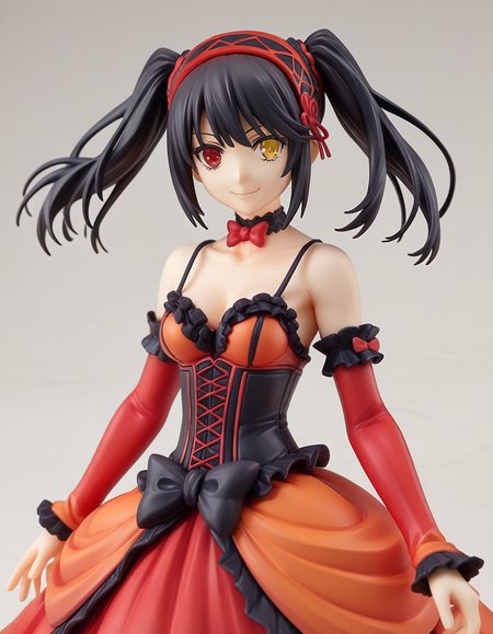 score_9, score_8_up, score_7_up, source_anime, 
kurumitokisaki, <lora:kurumi-tokisaki-ponyxl-lora-nochekaiser:0.5>, 
kurumi tokisaki astral dress, long hair, black hair, red eyes, twintails, yellow eyes, hairband, heterochromia, smile, dress, red dress, bare shoulders, collarbone, choker, bowtie, red bowtie, detached sleeves, corset, frills, spaghetti strap, medium breasts,
<lora:gsc-figurines-ponyxl-lora-nochekaiser:1>, gsc figurines, 1girl, smile,