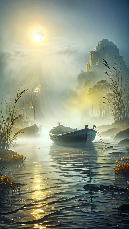 In the early hours of the morning, before the sun is high in the sky, the mist envelops the surface of the water and creates a heavenly atmosphere. The gentle lapping of the waves on the shore is the only sound that breaks the silence. As the first golden rays of sunlight penetrate into the distance, a chorus of birds awakens, their melodies harmonizing with the rhythm of the sea. The morning mist glistens with the promise of a new day, a beautiful sight. The picture is lively, translucent and full of detail, many details can be seen such as an old rowing boat, style by Matthias Haker, william turner, 
<lora:Paul_Signac_Neo-Impressionist_dotted_paintings_Pointillism:1> ah_signac  <lora:TQ_-__Kids_Storybook_Illustrations_XL-000006:0.5>   <lora:ral-lava-sdxl-v2:0.4> ral-lava   <lora:ral-ertmsphr-sdxl:1> ral-ertmsphr  <lora:artfullyCOLORS1_SDXL_V1-000007:1>  CYBR-XL