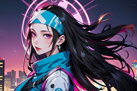 highly insanely detailed, masterpiece, top quality, best quality, highres, 4k, 8k, RAW photo, (very aesthetic, beautiful and aesthetic),  
beth_\(megami_tensei\),bethsmtii,shin megami tensei ii,long hair,black hair,straight hair,sleek black,jewelry,cross,headband,red_lipstick,katana,sword,Tokyo_Millennium,post-apocalyptic_city,dystopian_world,Order_of_Messiah,Religious_order,messianic_cult,divine_rulers,Millennium_News_Network,City_news,propaganda_broadcasts,information_contro,Great_Cataclysm,World_ending_event,apocalyptic_disaster,city_rebirt, 
<lora:zs_Beth:0.6>, 
(1girl:1.3), 1other, 
cloud city,cloudtop sky-city,(pure magenta background,transparent background:1.2),âââ
