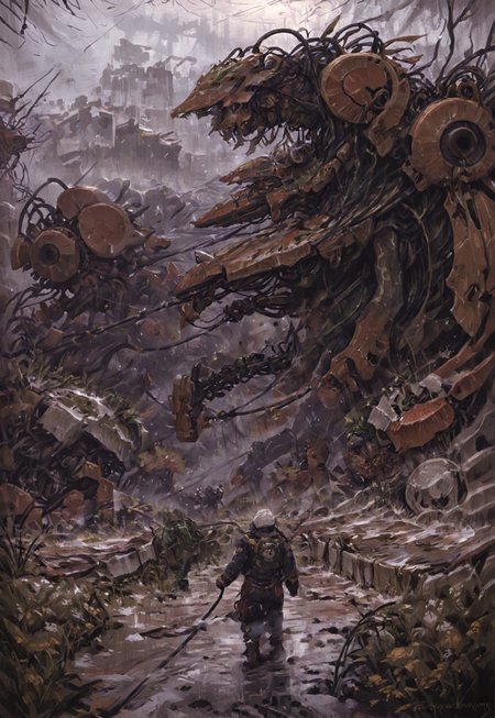  by Peter gric, H.R Giger, Chris Cold, by Florent Desailly, muscular with exoskeleton lots of thick cables, cables everywhere, husk (, by Peter gric, H.R Giger, Chris Cold, by Florent Desailly, robotic skeletal warriors, giant robot monstrosity, alien race, horror, post apocalyptic