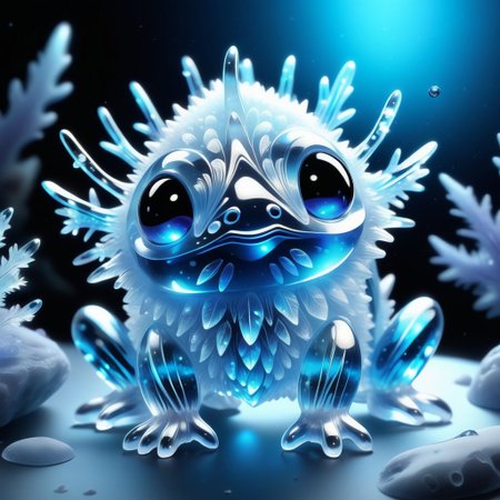a cute creature made out of Jed-Blmicry,  <lora:BioIceCrystalStyle-000006:0.7>, masterpiece, full of details,