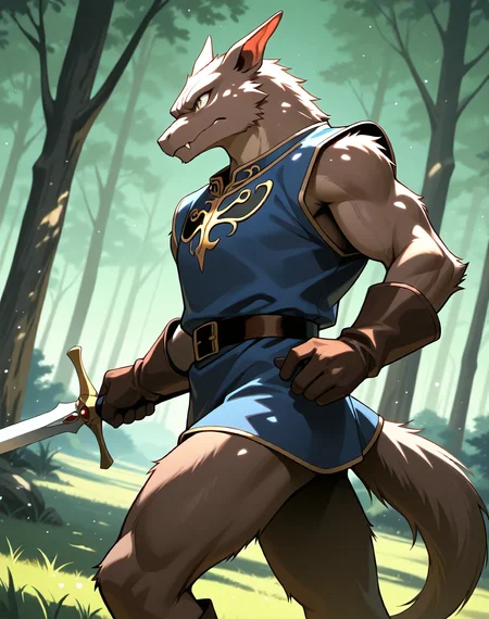 <lora:Kobold_(Record_of_Lodoss_War)_(Illustrious)_(AD):0.85> kobold, muscular, Record of Lodoss War, 
dutch angle, exterior, battleground, dynamic action, dutch angle, fantasy forest, nature landscape, 
kobold soldier, no pants, fur tail, furry body, cowboy shot, sword, bent leg, twisted torso, male chest focus, 
BREAKvery awe, aesthetically pleasing, masterpiece, best quality, amazing quality, very aesthetic, perfect depth of field shot, masterclass color theory, in'ei, gradient style coloring, source_anime, masterclass anime, 
Smooth Quality, lazympos, IllustQualXL_Pos,