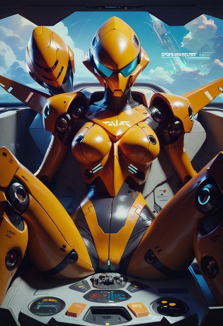score_9, score_8_up, score_7_up, score_6_up, score_9, score_8_up, score_8, semi realistic, (serious, worry ) , Expressiveh, (super), (hourglass body, thight bodysuit:1.2), 1girl, ( solo), (look behind the viewer), (sit on seat of cockpit, piloting a spaceship, holding commands:1.5) (large shaggy covered strapped breasts, fits covered tight black outfit, covered yellow cybernetic), (High speed, speed line, Hyperspace hublo, faster than light:1.6) 
looking at viewier