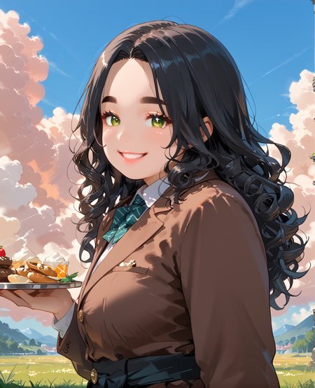 IllusP0s, PonyScores7, source_anime, ah1, IllustriousQual, interesting, exciting, spectacular, wonderful, <lora:natsumi_style:0.5>, <lora:by_usakun-pony:0.4>, by usakun, <lora:Akina_Bbw_Style_-_PonyXL:0.2>, AkinBw,
BREAK (Dutch Angle, (from side), focus on waist),
BREAK 1girl, mature female, (round face:1.2), (thick eyebrows:1.3), (curvy), round-chin, caucasian, (plump face), <lora:Round_face:0.2>, <lora:ETO_OC_Illustrius:0.5>, eto_oc, skindentation, (plump), thick thighs, wide hips, busty, voluptuous, lips, <lora:venus body PonyXL:0.3>, <lora:shinyskin2:0.2>, glistening skin,
BREAK  (curly hair), long hair, (black hair:1.4), (parted hair:1.7), messy hair, kinky curls, <lora:hairdetailpxl:0.2>, hairdetailpxl,
BREAK (half green and brown eyes), (colorful eyes), (multicolored eyes), (downturned eyes:1.4), <lora:expressive eyes:0.2>, expressive eyes, <lora:eyedetailpxl:0.2>, eyedetailpxl, <lora:Eyes_High_Definition:0.2>, EyesHD,
BREAK ((An expression of envy, with narrowed eyes and a tight, forced smile)), <lora:Expressive_H:0.2>, Expressiveh, <lora:Emotional_Anime_Expressions_PonyXL_Concept:0.2>, emotional, <lora:Best_Facial_Expression_LoRA_PONY:0.2>, looking at viewer, <lora:Detailed expressive EXEV style -XL Pony V1.0:0.2>, FaceDetail,
BREAK ((cutting Nance)),
BREAK (natural "no-makeup" makeup cheerful baker, holding a tray of pastries, blouse, khakis, loafers),
BREAK (((flowing clouds))),
BREAK <lora:xl_more_art-full_v1:0.2>, <lora:aesthetic_anime_v1s:0.2>, <lora:EpicF4nta5yXL:0.2>, <lora:detailxl:0.2>, detailxl, <lora:Fant5yP0ny:0.2>, best quality, amazing quality, best aesthetic, absurdres, illustration, Volumetric_Lighting, ultra-detailed, very aesthetic, intricate details, 8k, masterpiece, best_quality
BREAK Stable_Yogis_PDXL_Positives, AS-Adult, <lora:Complicated fantasy portrait - XL Pony V2.0:0.2>, bad-hands-5, <lora:HDA_Detailer:0.3>, HDA_FatGirlXL,